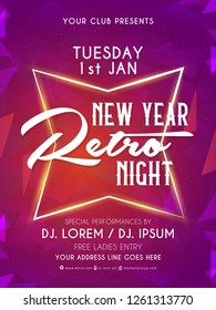 Innovative abstract, poster, flyer for Happy New Year Celebration or Party or Retro Night Celebration with nice and creative design illustration.