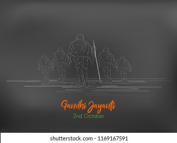 Innovative abstract or poster for Gandhi Jayanti or 2nd October with nice and creative design illustration, Mohandas Karam Chandra Gandhi Birthday.