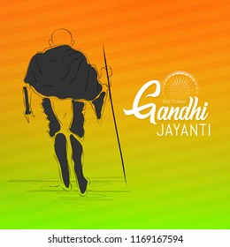 Innovative abstract or poster for Gandhi Jayanti or 2nd October with nice and creative design illustration, Mohandas Karam Chandra Gandhi Birthday.