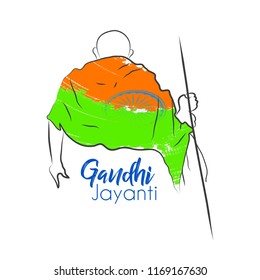 Innovative abstract or poster for Gandhi Jayanti or 2nd October with nice and creative design illustration, Mohandas Karam Chandra Gandhi Birthday.