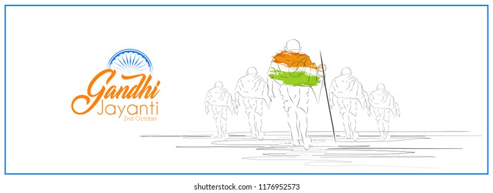 Innovative abstract or poster for Gandhi Jayanti or 2nd October with nice and creative design illustration, Mohandas Karam Chandra Gandhi Birthday.