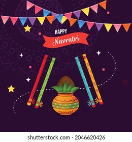Innovative abstract or poster for  Happy Navratri, Durga Puja festival of India vector , banner