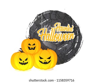 Innovative abstract or poster for Haunted Halloween with nice and creative spooky pumpkin design illustration in a background.