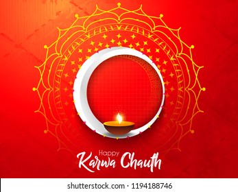 Innovative abstract or poster for Karwa Chauth or Karwa Chauth Poojan with nice and creative design illustration.