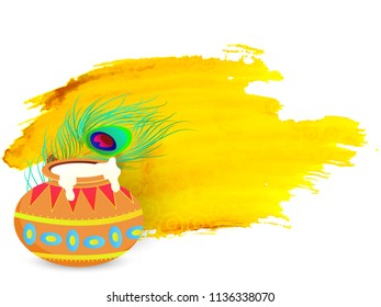 Innovative abstract or poster for Krishna Janmashtami with nice and creative design illustration in a background, Lord Krishna Birthday.
