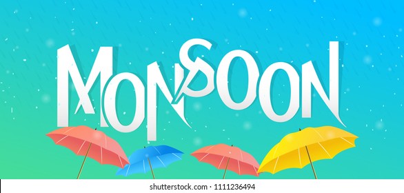 Innovative abstract or poster for Monsoon, Rainy Season, with nice and creative design illustration.