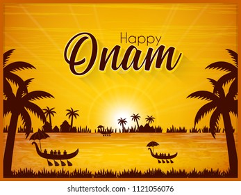 Innovative abstract or poster for Onam with nice and creative design illustration.