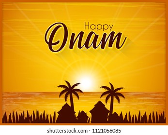 Innovative abstract or poster for Onam with nice and creative design illustration.