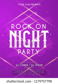 Innovative abstract or poster for Party Flyer or Invitation with nice and creative design illustration, Rock On Night Party.