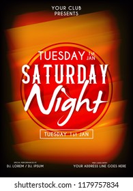 Innovative abstract or poster for Party Flyer or Invitation with nice and creative design illustration, Saturday Night Party.