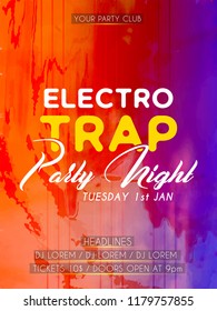 Innovative abstract or poster for Party Flyer or Invitation with nice and creative design illustration, Electro Trap Party Night.