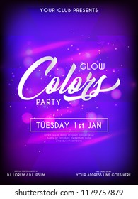 Innovative abstract or poster for Party Flyer or Invitation with nice and creative design illustration, Glow Color Party.