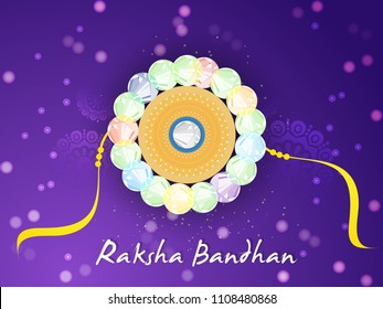 innovative abstract or poster for Raksha Bandhan or Rakhi, Indian Festival of Brother's and Sister's, with creative rakhi design illustration in a textured background.