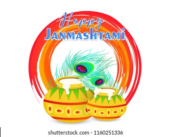 innovative abstract or poster for Shri Krishna Janmashtami with nice and creative design illustration in a background.