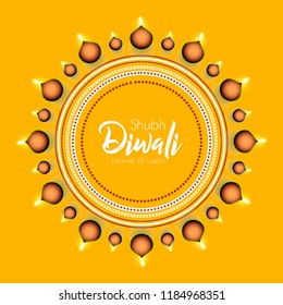 Innovative abstract or poster for Shubh Diwali or Shubh Deepawali with nice and creative design illustration, Creative Deep Rangoli design.
