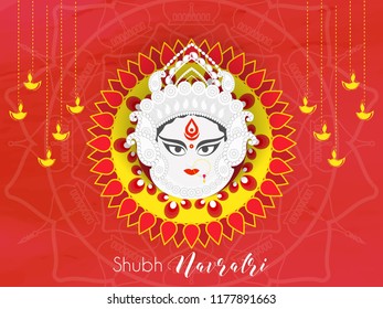 Innovative abstract or poster for Shubh Navratri with nice and creative Maa Durga design illustration, Shubh Navratri, Durga Puja.