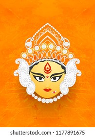 Innovative abstract or poster for Shubh Navratri with nice and creative Maa Durga design illustration, Shubh Navratri, Durga Puja.