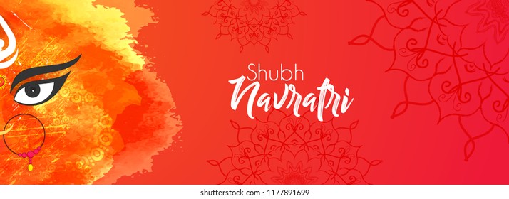 Innovative abstract or poster for Shubh Navratri with nice and creative Maa Durga design illustration, Shubh Navratri, Durga Puja.