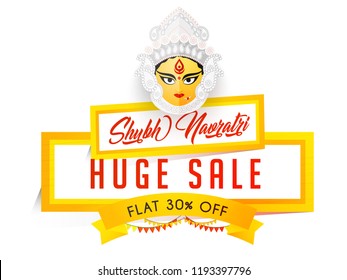 Innovative abstract or poster for Shubh Navratri or Durga Puja with nice and creative design illustration, Shubh Navratri Huge Sale.