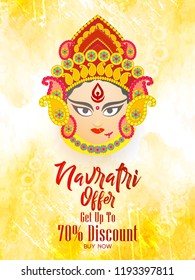 Innovative abstract or poster for Shubh Navratri or Durga Puja with nice and creative design illustration, Navratri Offer.