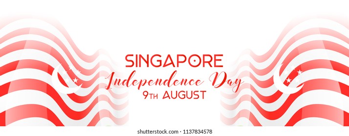 innovative abstract or poster for Singapore Independence Day or 9th of August with nice and creative red colored design illustration in a background, 9th of August.