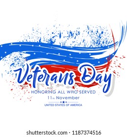 innovative abstract or poster for Veterans Day with nice and creative design illustration, 11th of November, Veterans Day USA.