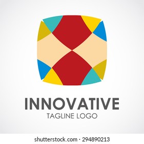 Innovative art square decoration logo element design vector shape symbol abstract icon business company template