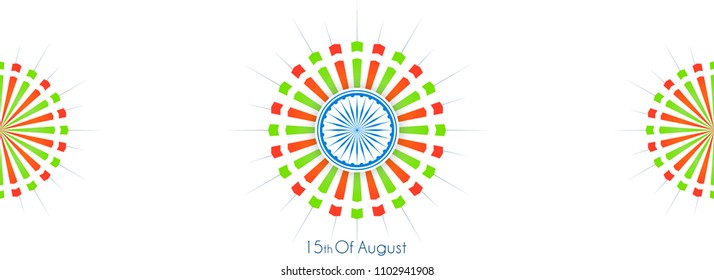 Innovative banner or poster for 15th of August, Independence Day of INDIA, Creative Asoka Chakra design illustration.