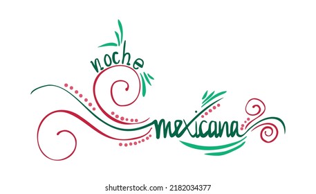 Innovative banner or poster for of Noche Mexicana, transtaled as "Mexican Night" with nice and creative design illustration.