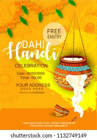 innovative and beautiful abstract for Happy Janmashtami or Dahi Handi Celebration with  creative design illustration in a background