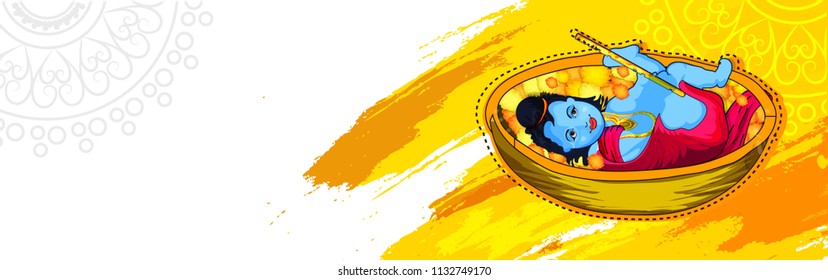 innovative and beautiful abstract for Happy Janmashtami or Dahi Handi Celebration with  creative design illustration in a background