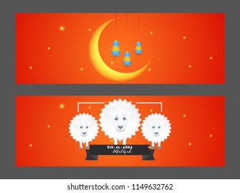 Innovative and beautiful header or banner for Eid Al Adha or Bakra Eid with nice and creative design illustration.