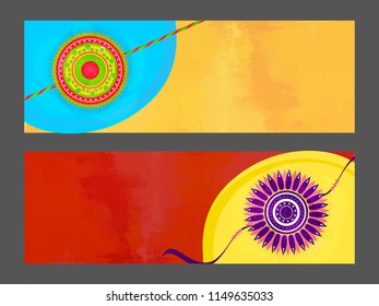 Innovative and beautiful header or banner for Raksha Bandhan or Rakhi with nice and beautiful rakhi design illustration.