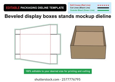 Innovative beveled display box mockup dieline for retail, Beveled Display Boxes, Mockup Dieline, Box Mockup, Creative Packaging, Custom Dieline, box dimensions, die cut template