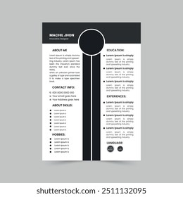 Modelo inovador de design CV preto e branco 