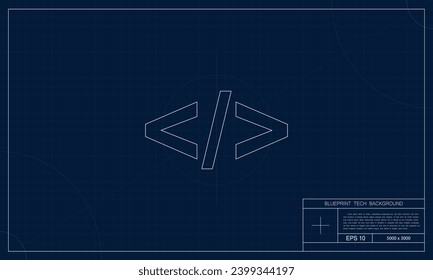 Innovative blueprint-style coding illustration background, making it ideal for projects related to software development, programming, and cutting-edge design.