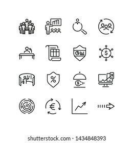 Innovative business icons. Set of line icons. Interactive presentation, innovation, job interview. Business concept. Vector illustration can be used for topics like business, finance, technology