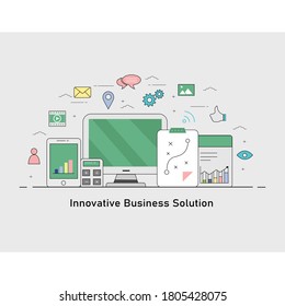 Ilustración vectorial de diseño de soluciones empresariales innovadoras