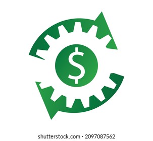 innovative business technology, financial system. dollar and gear icon. innovative and efficient investment. editable vector.
