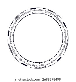 Innovative circular frame design featuring a futuristic, tech-inspired style for visual projects.