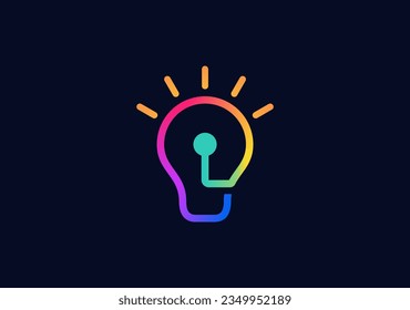 símbolo de logotipo innovador, colorido y elegante de una bombilla de luz, que encarna la modernidad y las ideas creativas