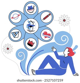 Innovative concepts vector illustration. Achieve progress through strategic lens original thought and innovative concepts Immerse in world creativity, where innovative concepts are language progress
