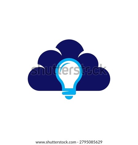 Innovative conceptual icon blending a light bulb with clouds, ideal for cloud computing, creative thinking, networking, and technology solutions.