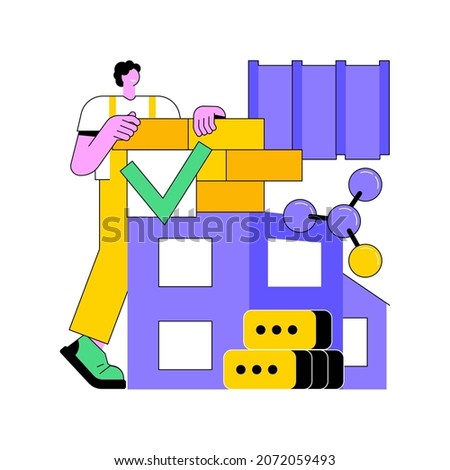 Innovative construction materials abstract concept vector illustration. Construction technology innovation, hi-tech bulding resource, smart brick, nanotechnology, light concrete abstract metaphor.