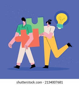 Innovative couple with bulb characters