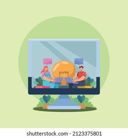 innovative couple in desktop characters