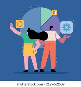 Innovative couple with statistics characters