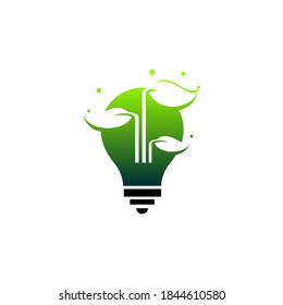 Innovative and Creative Green idea Bulb Lamp Energy icon, stock illustration