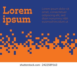 An innovative and creative pixelated banner background that combines the vibrancy of blue and orange to highlight your message and grab your audience's attention.