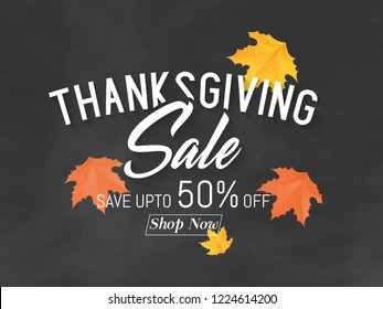 Innovative and creative sale abstract or poster for Thanksgiving Sale with nice and creative design illustration in a dark background.
